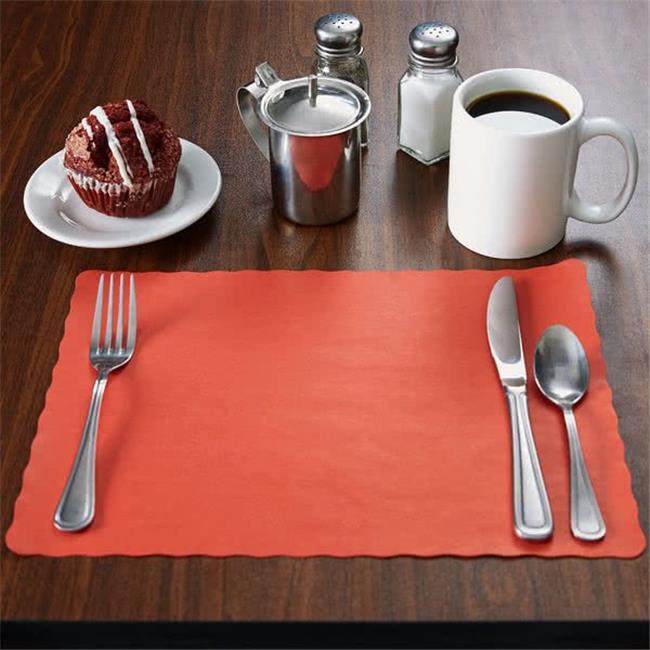Laminated LP125 CPC 10 x 14 in. Paper Placemat with Scalloped Edge, Red