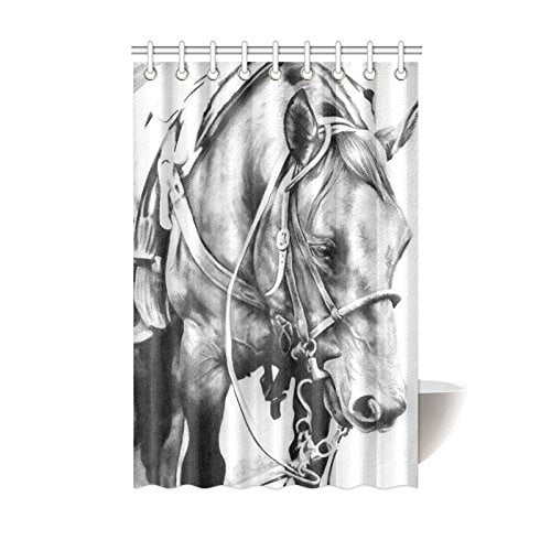 XDDJA Black and White Horse Shower Curtain Waterproof Polyester Fabric