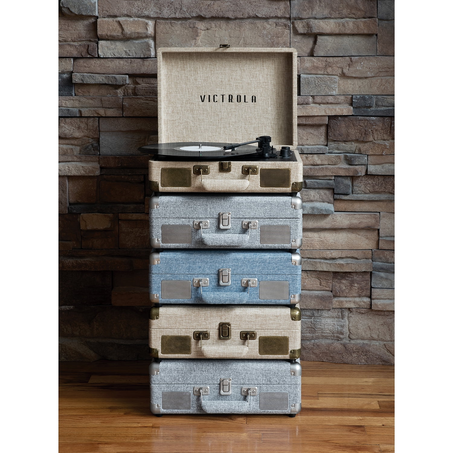 Victrola Journey+ Signature Bluetooth Suitcase Record Player- Blue