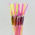 thumbnail image 6 of LACKUST 100 Pieces Disposable Plastic Straws Clearance,Flexible Long Drinking Plastic Straw,Colorful Plastic Straws for Party,As shown, 6 of 8
