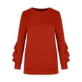 thumbnail image 4 of XFLWAM Women Crewneck Sweatshirts Long Sleeve Casual Tops with Ruffle Sleeve Tunics Shirts Red 3XL, 4 of 8