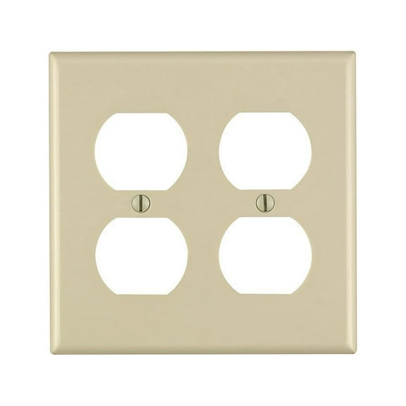 Leviton Duplex Receptacle Wall Plate - 2 Gang, Ivory, Standard Size