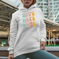 thumbnail image 2 of Hope with Flowers, Groovy Retro Wavy Text Merch Gift, White Hooded Sweatshirt or Hoodie, Small, 2 of 5