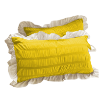 AUQ 2 Pcs Pillow Covers,19"脳29" Skin-friendly Bubble Cloth Pillow Shams,Cute Lace and Pilling-Resistant Pillowcases Standard,Yellow