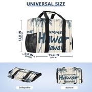 YAZAOO Mesh Beach Bags Totes Foldable Multiple Pockets Creatively Tropical Breeze Printed