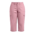 thumbnail image 4 of Capris for Women Casual New Plus Size Cargo Capri for Women Elastic Waist Casual Cropped Pants with Multi-pocket Summer Hiking Athletic Work Joggers Pinks L, 4 of 8