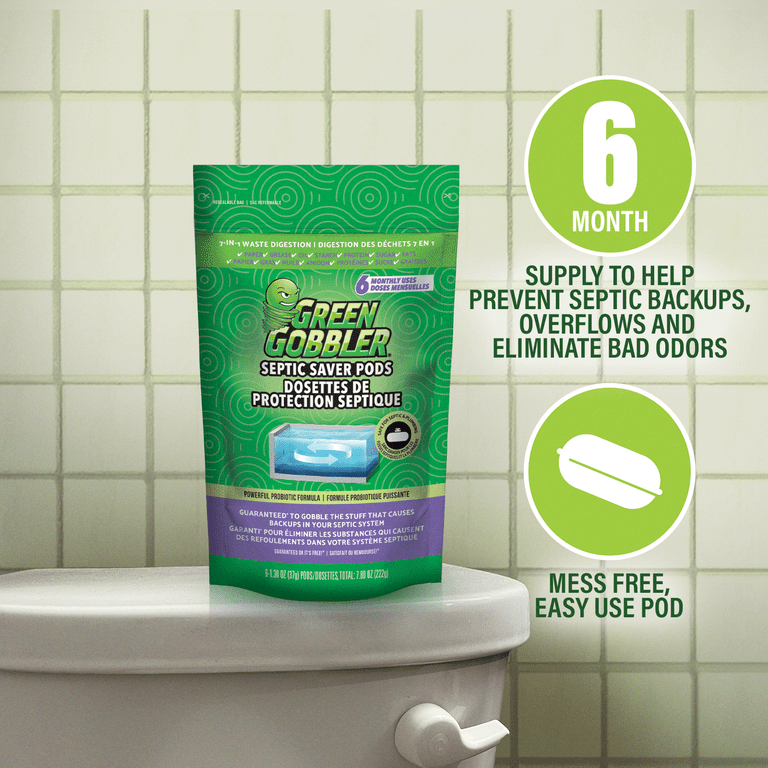 Green Gobbler Monthly Septic Tank Treatment Pacs 6 Pack Pre