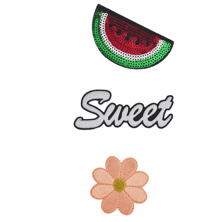 - Lux Accessories Sequin Watermelon Sweet Flower Patch Set (3PCS)