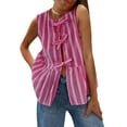 thumbnail image 1 of xiaxaixu Women's Striped Tank Tops Loose Round Neck Front Tie Up Ruffled Sleeveless Blouse for Summer, 1 of 5