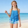thumbnail image 4 of YEPGAR Girls Tankini Swimsuit 2 Piece Girl Board Shorts Adjustable Straps Girls' Swimwear for 5-14 Years (Sky Blue, 5-6 Years), 4 of 4