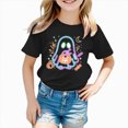 thumbnail image 2 of xaweyi Kids Girls Halloween Fashion Tshirt Crew Neck Short Sleeve Ghost Pumpkin Printed Casual Top, 2 of 7