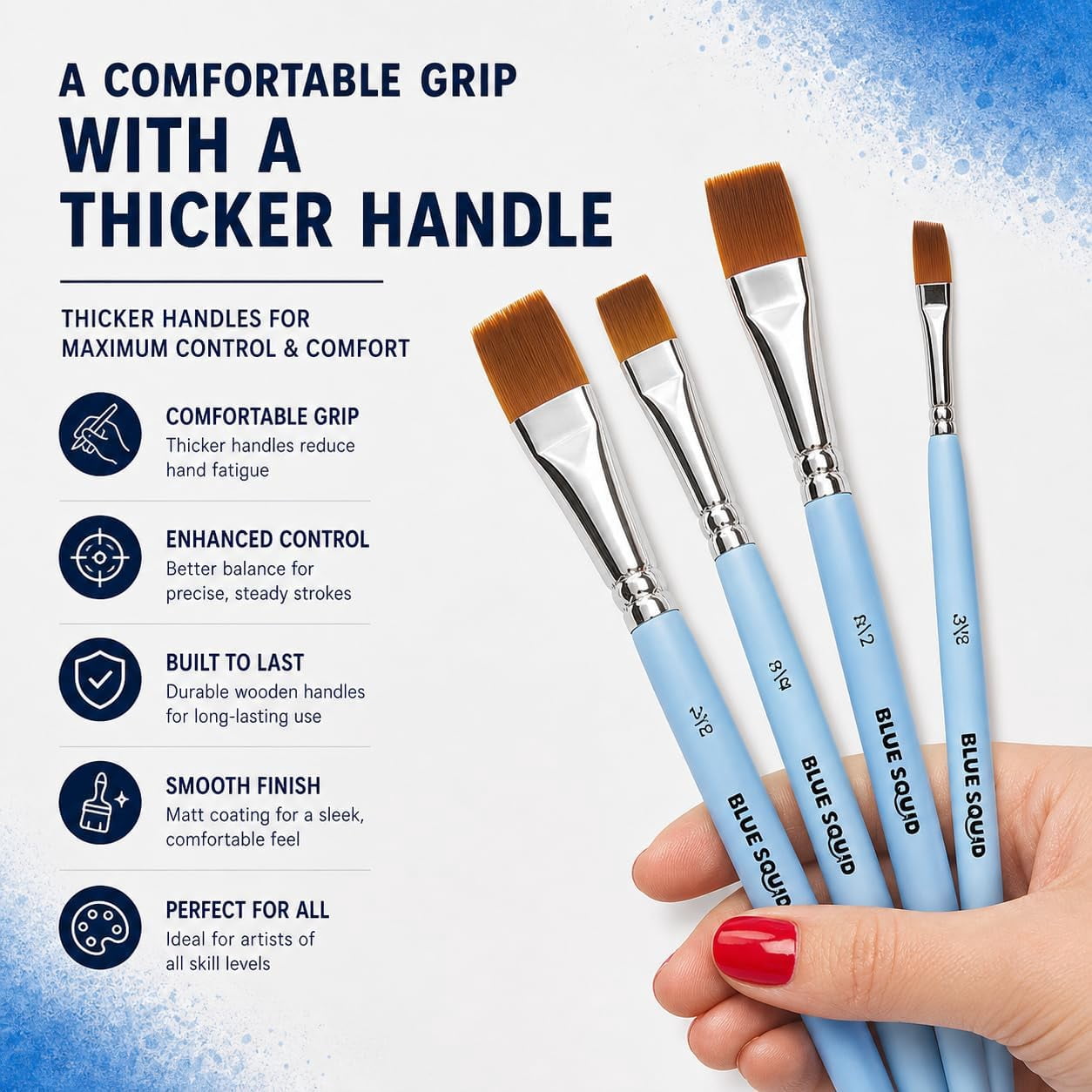 Watercolor Paint Brushes Set of 12 - Professional Artist Brush Set with Soft Synthetic Nylon Bristles - Art Brushes Ideal for Watercolor, Acrylic, Face & Body Painting for Kids to Adults
