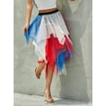 thumbnail image 2 of Caoirhny Women Fashion Midi Skirts Contrast Color/Solid Color Elastic High Waist Irregular Ruffles Multi-Layered Tulle Tutu Skirts, 2 of 9