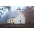 thumbnail image 2 of Galloimages Online 24x17 White Modern Wood Framed Museum Art Print Titled - Primitive Baptist Church Fog, 2 of 4