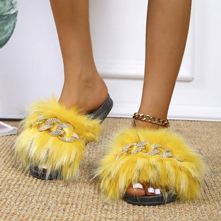 

BRISEZZS Slide Sandals for Women- Fashion Casual Open Toe Flip-flops New Style Solid Summer Flat Slide Sandals #588 Yellow-41