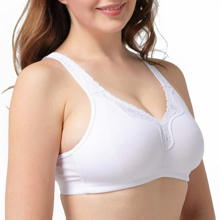 Women's Cotton Full Coverage Wirefree Non-padded Lace Plus Size Bra 38D
