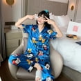 thumbnail image 3 of Disney-Pijama de seda para Mujer, traje de Casa de Mickey Mouse, conjunto de ropa de dormir de satén, 2023, 3 of 4