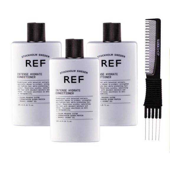 Reference Of Sweden REF Intense Hydrate Conditioner (8.28 oz) with SLEEKSHOP Teasing Comb (PACK OF 3)