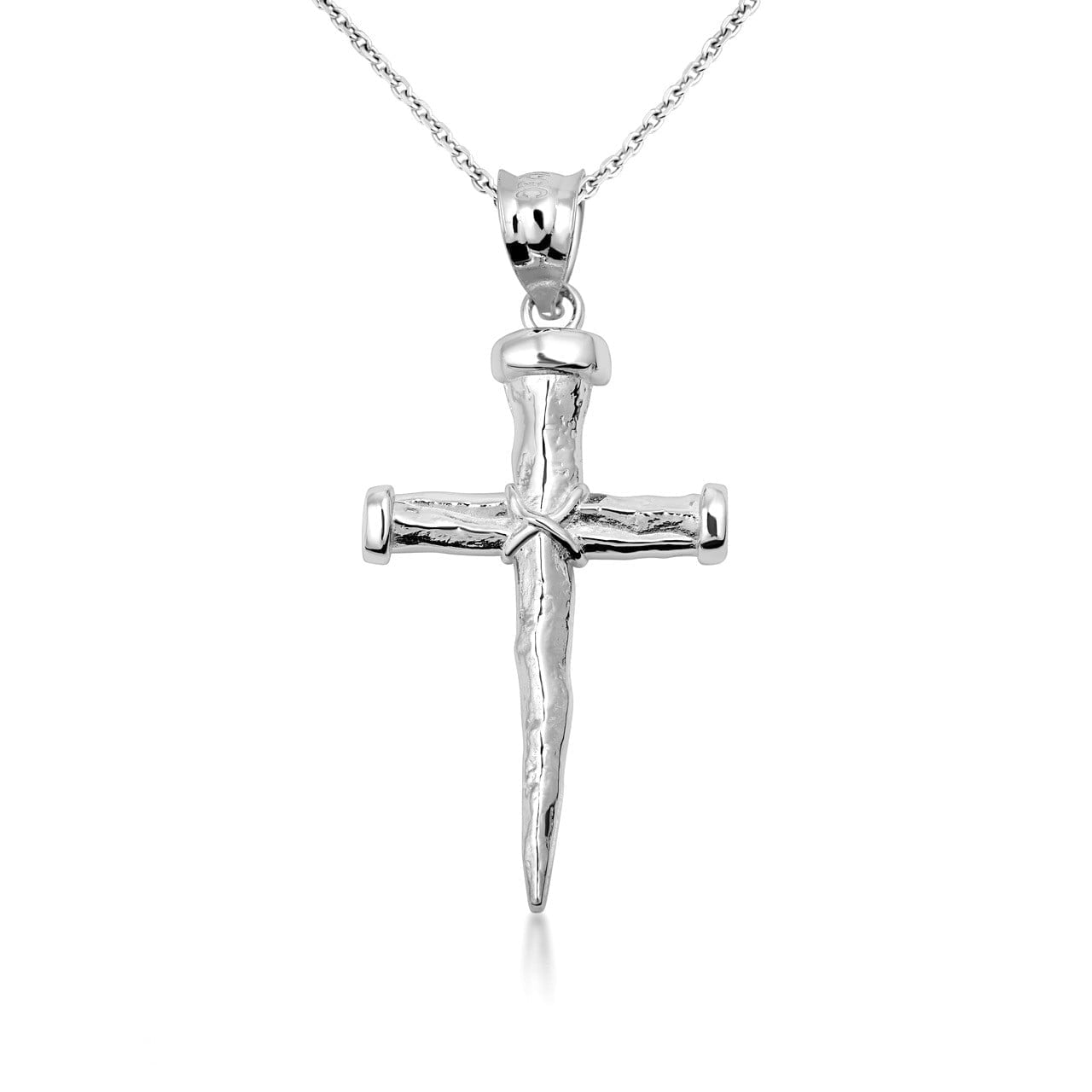 925 Sterling Silver Gold Nail Cross Pendant Necklace (16 Inches)