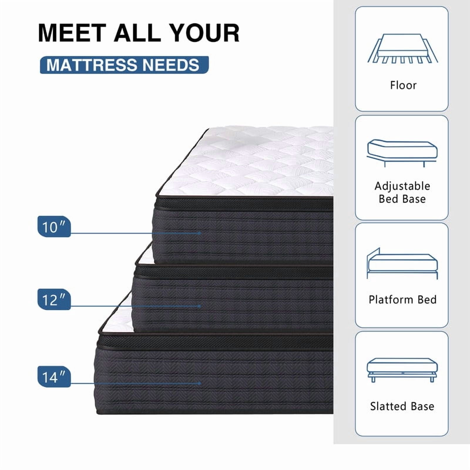 DEHIJU King Size Mattress, 12 Inch Hybrid Memory Foam King Mattress in a Box, Pressure Relief, Medium Firm, CertiPUR-US