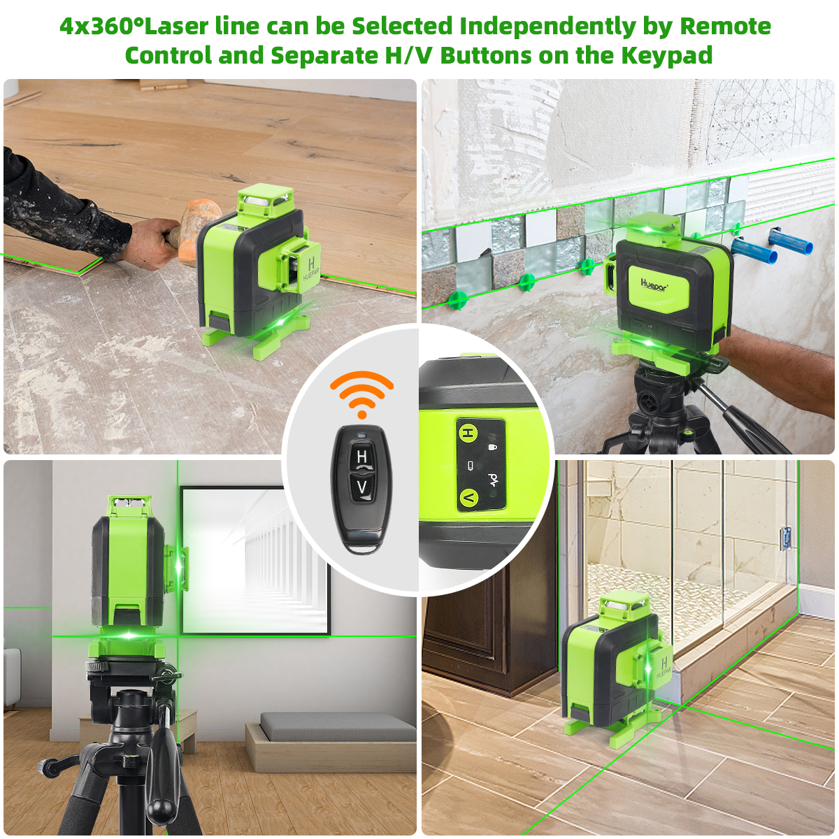 Huepar 4D Self-Leveling Green Laser Level with Remote Control photo 6
