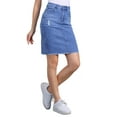 thumbnail image 5 of INSPIRE CHIC Women's Denim Skirts Distressed High Waist Ripped Hem Washed Jean Skirts with Pockets L Bright Blue, 5 of 7