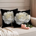 thumbnail image 2 of Flower Black Outdoor Waterproof Pillow Covers, Gold White Abstract Floral Aesthetic Decorative Square Throw Pillowcase Sofa Cushion Sham for Patio/Couch/Chair, 24"x24" 2 Pack, 2 of 8