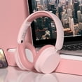 thumbnail image 2 of Wireless Bluetooth Headphones Over Ear,Hi-Fi Stereo Wireless Headphones Foldable/Wired/Wireless with Microphone/TF, Available for TV, Travel, Home Office Headset, Quick Charge 20 Hours Playtime Pink, 2 of 9
