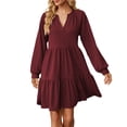 thumbnail image 1 of TSADFHJI Jupe en Jean Longue Robe Bohème pour Femmes Manches Courtes Col Rond avec Poches Robe Décontractée Imprimée Col Rond Robe Printemps m Rouge, 1 of 5
