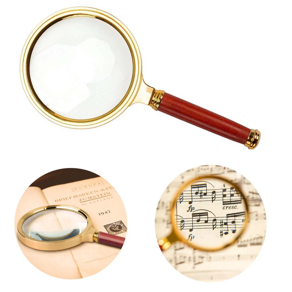 Handheld Magnifier with Rosewood Handle, Magnifying Glass, 10x