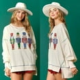 thumbnail image 2 of Women's Holiday Sequins Nutcrackers Sweatshirt Long Sleeve Crewneck Christmas Pullover Sweater Top for Holiday Party, 2 of 9