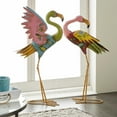 thumbnail image 3 of DecMode 28" Indoor Outdoor Embossed Standing Flamingo Garden Sculpture (2 Pack), 3 of 12