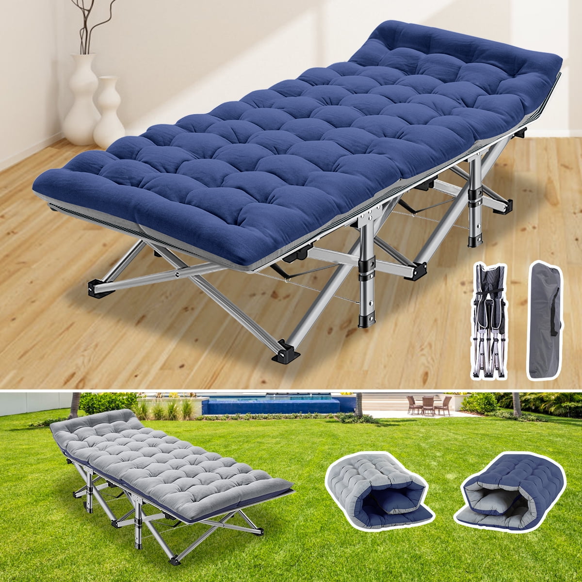 Slsy Folding Bed Sleeping Cot, 28" Wide Folding Camping Cot, Folding Rollaway Guest Bed with 3.3