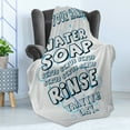 thumbnail image 4 of Bathroom Rules Soft Flannel Fleece Throw Blanket, Wash Your Hands Water Soap Scrub Rinse Yay Easy, Cozy Plush for Indoor and Outdoor Use, 50" x 60", Pale Grey Pale Sky Blue, by Ambesonne, 4 of 5