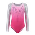 thumbnail image 1 of Girls Long Sleeve Shiny Metallic Athletic Dance Gymnastics Leotard Outfit, 1 of 7