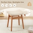 thumbnail image 5 of Carolayne Vintage Vanity Stool, Upholstered Non-Slip, Linen with Dark Natural Wood Legs, 5 of 7