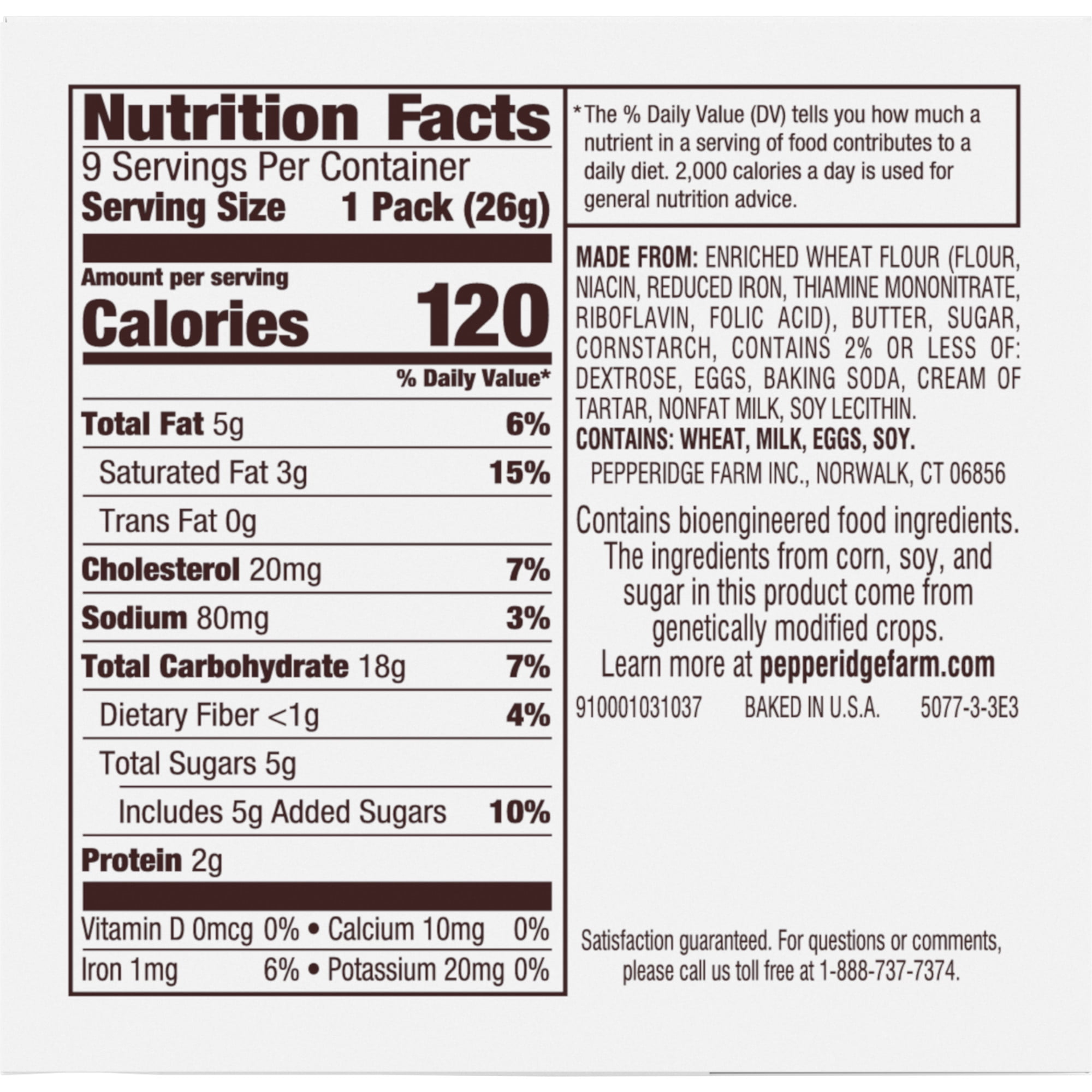 Pepperidge Farm Chessmen Butter Cookies, 9 Packs, 3 Cookies per Pack