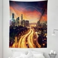 thumbnail image 1 of City Tapestry, Sunset Evening Scenery Urban Landscape Buildings Skyscrapers and Roads, Fabric Wall Hanging Decor for Bedroom Living Room Dorm, 5 Sizes, Orange Salmon Night Blue, by Ambesonne, 1 of 1