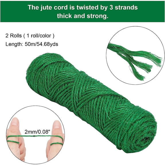 2 Rolls Jute Cord Colored Jute Cord Color Twine String - Green & Gray