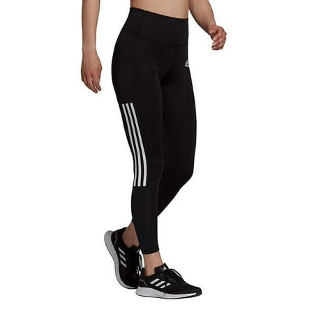 adidas Womens Lightweight High Rise 3-Stripe Mesh 7/8 Leggings (X-Large, Black/White)