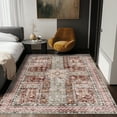 thumbnail image 2 of Socofuz Washable Area Rug, Non-Slip Floor Carpet Vintage Pattern Rug for Living Room, Den, Bedroom, Kids Room, Rusty Red, 4' X 6', 2 of 7