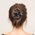 thumbnail image 4 of Ljudmp Glitter Sparkly Crystals Rhinestones Flower Hair Jaw Claws Clips for Women Non Slip Floral Barrettes Bun Hairpins Clamps Hair Accessories For Thick Long Hair Ponytail Blue Double Flowers, 4 of 7