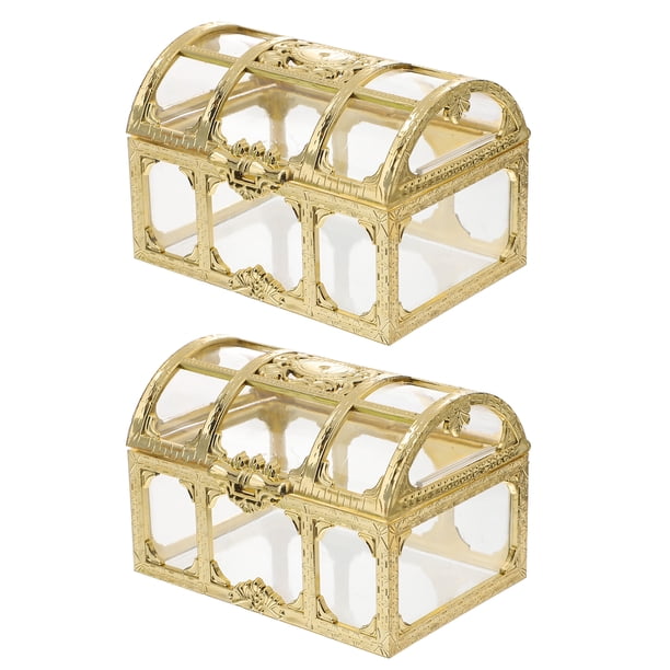 2 cajas de plástico transparente para guardar joyas, objetos pequeños y recuerdos.