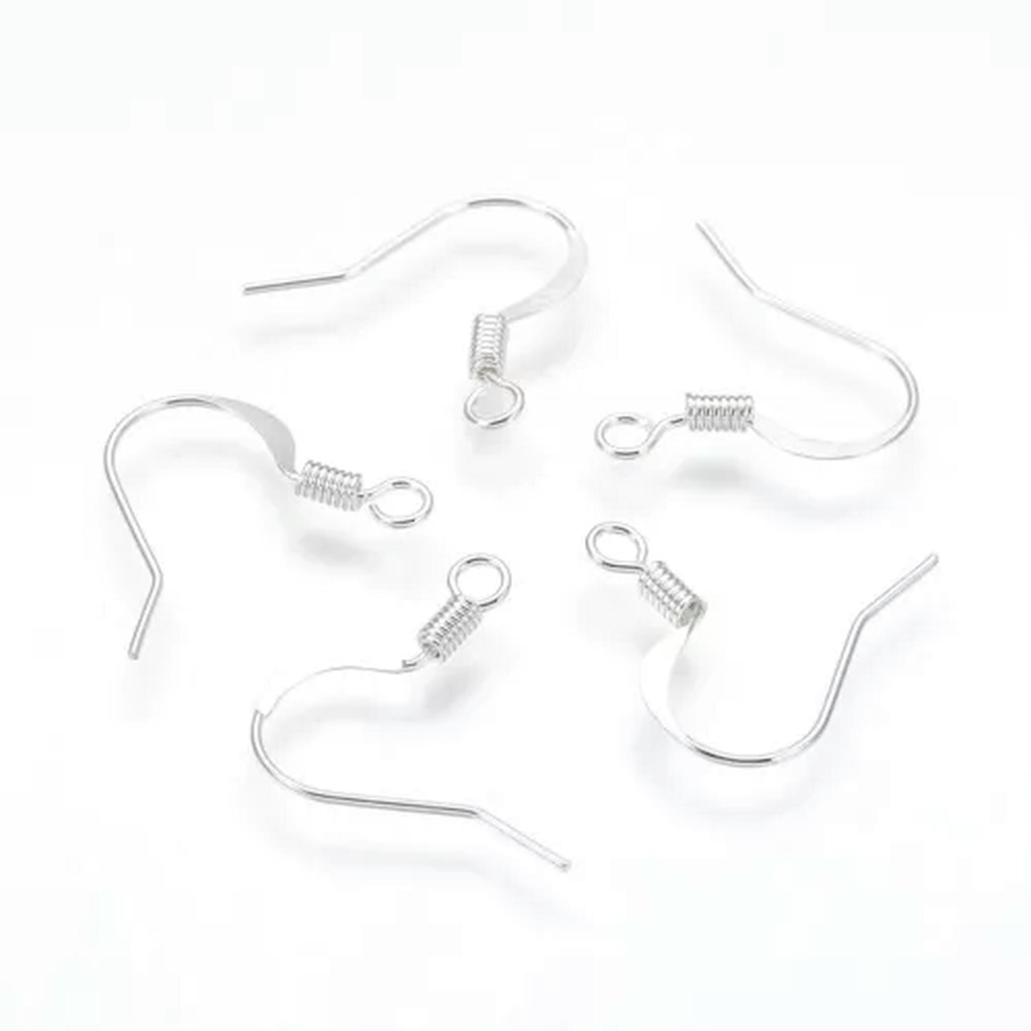 EOEMY 1000Pcs Brass Earring Hooks Flat French Earwire Nickel Free Hang Loop Craft 15mm-Silver