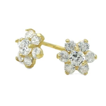 14k Gold Flower Stud Earrings