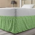 thumbnail image 1 of Leaves Bed Skirt, Green Tone Monochrome Pattern with Swirling Leafy Branches Summer Nature, Elastic Bedskirt Dust Ruffle Wrap Around for Bedding Decor, 4 Sizes, Pale Green Lime Green, by Ambesonne, 1 of 2
