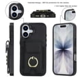 thumbnail image 2 of For IPhone 17 Phone Case Wallet With Elastic Concealed Buckle Flip Card Holder,PU Leather Metal Ring Buckle Holder Kickstand  Women Men Magnetic Cover,Black,For iPhone 17, 2 of 8
