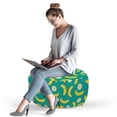 thumbnail image 2 of Banana Pouf Cover with Zipper, Pattern of Whole and Sliced Fruit Elements Scattered, Soft Decorative Fabric Unstuffed Case, 30" W X 17.3" L, Seafoam Mustard, by Ambesonne, 2 of 5