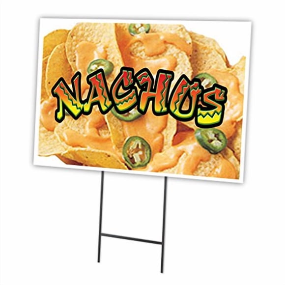 NACHOS 1 Panneau de Cour 12"x16 Pouces et Piquet / Faites la Promotion de Votre Entreprise / Piquet Inclus Image à l'Avant Seulement / Fabriqué aux É.-U.