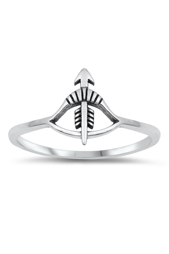 Boho Bow and Arrow Ring .925 Sterling Silver Band Jewelry Female Male Unisex Size 10